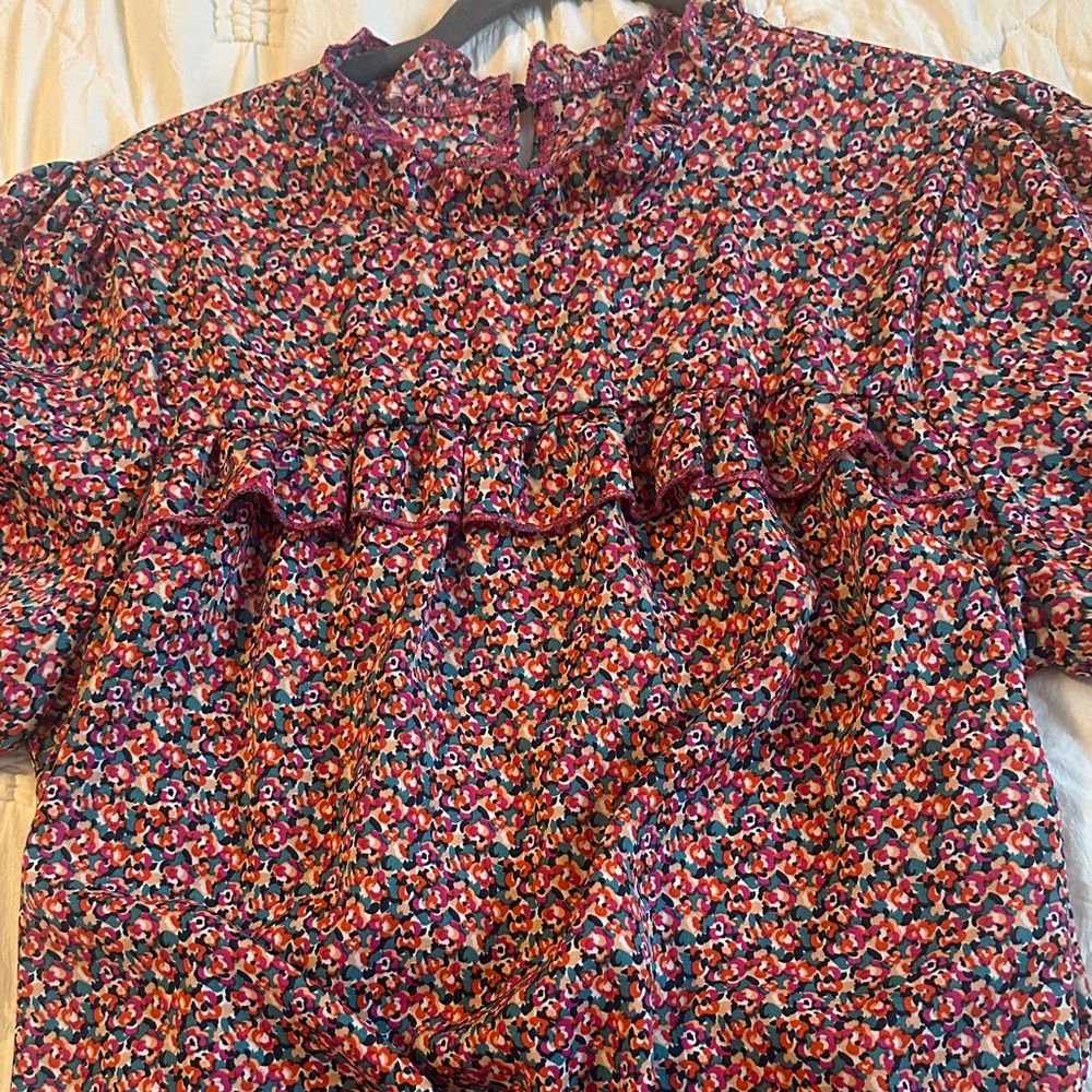 Floral Ruffle Blouse - Multicolor - Picture 2 of 7